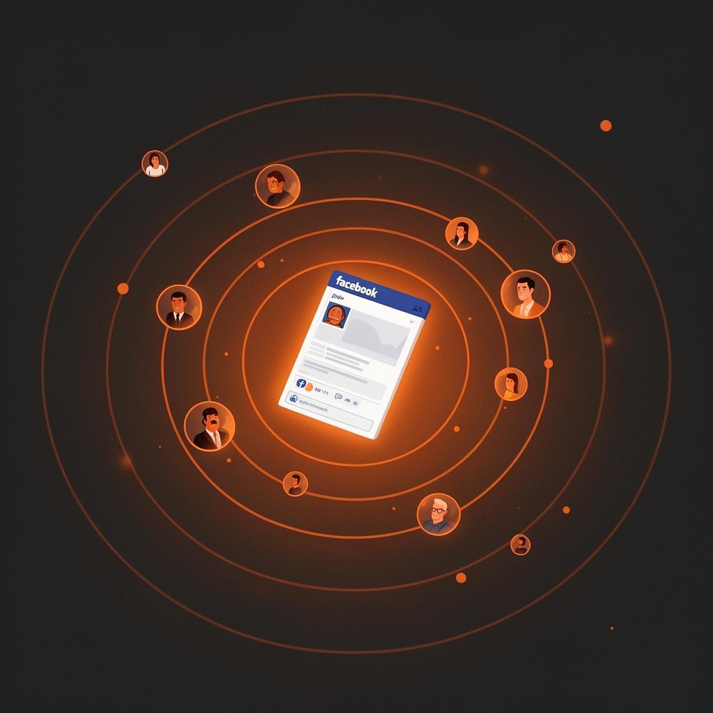 Facebook page reach concentric rings illustration