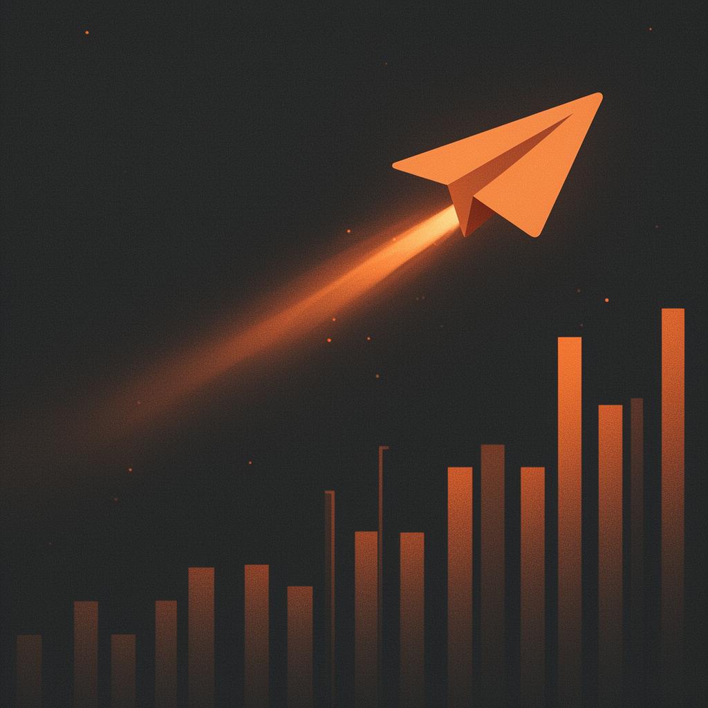 Telegram channel growth paper plane illustration